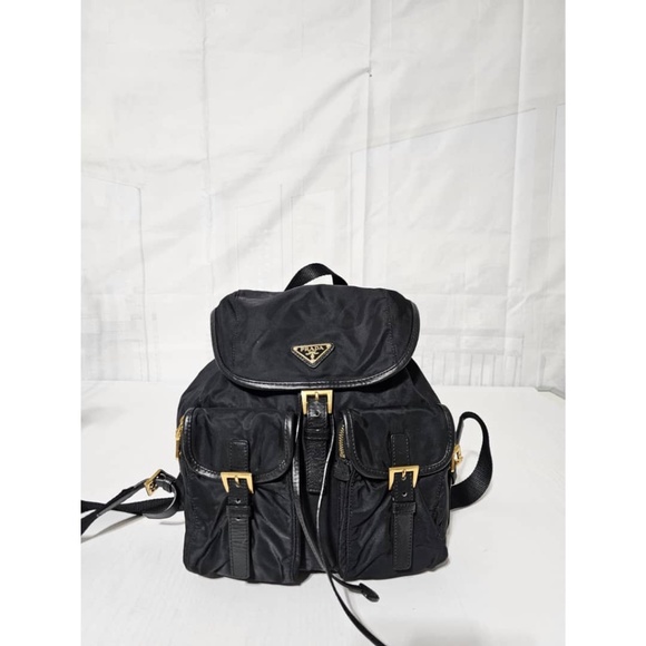 Prada Black Backpack with Gold Accents - Picture 1 of 13